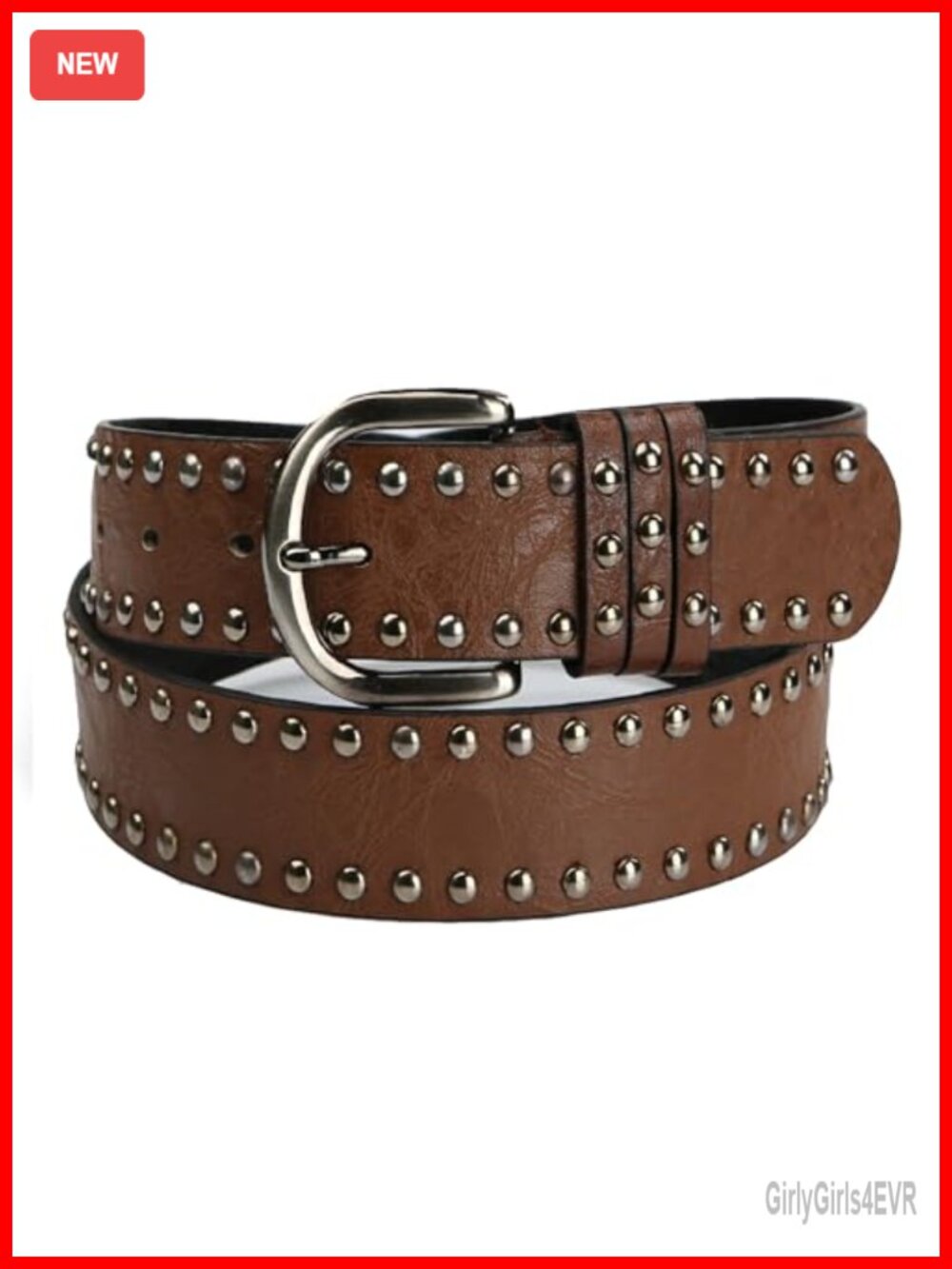 Women's Studded PU Leather Belt Punk Rock Grommet Adjustable Jeans Pants